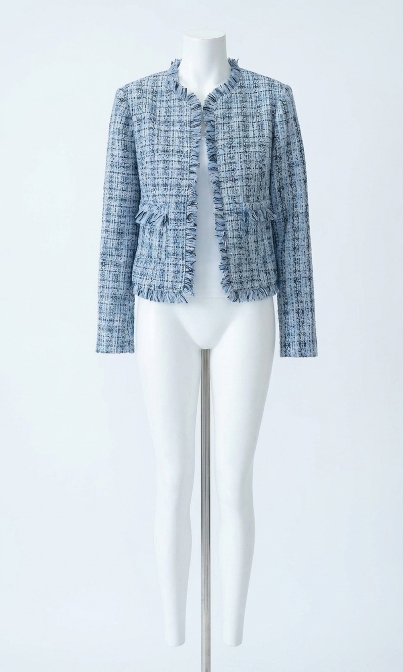 NEW SIX/FIFTY women's tweed blazer in sky blue